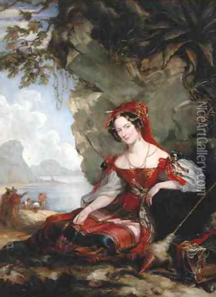 Lady Montague as a Gypsy Oil Painting - Sir George Hayter