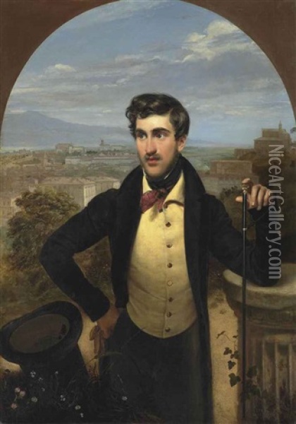 Portrait Of Prince Mikhail Alexandrovich Galitzine (1804-1860) Oil Painting - Orest Adamovich Kiprensky