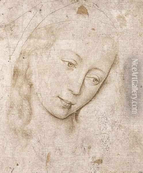 Head of the Madonna c. 1460 Oil Painting - Rogier van der Weyden