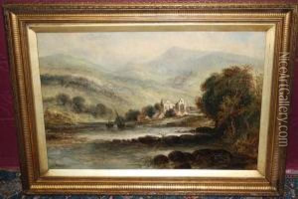 View Of Tintern Abbey Oil Painting - Harry Williams