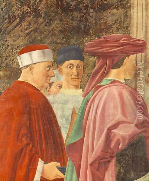 Meeting of Solomon and the Queen of Sheba (detail-3) c. 1452 Oil Painting - Piero della Francesca