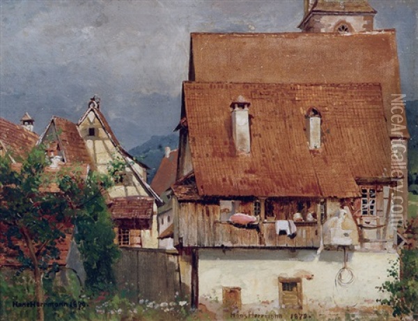 Timber-framed Houses Oil Painting - Hans Herrmann