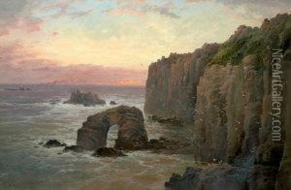 Rocky Coastline Oil Painting - George Henry Jenkins