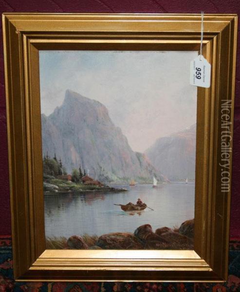 Norwegian Fjord View Oil Painting - Nils Hans Christiansen