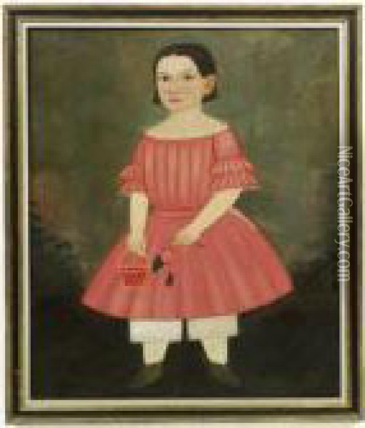 Portrait Of A Young Girl In Pink Dress Oil Painting - William Matthew Prior