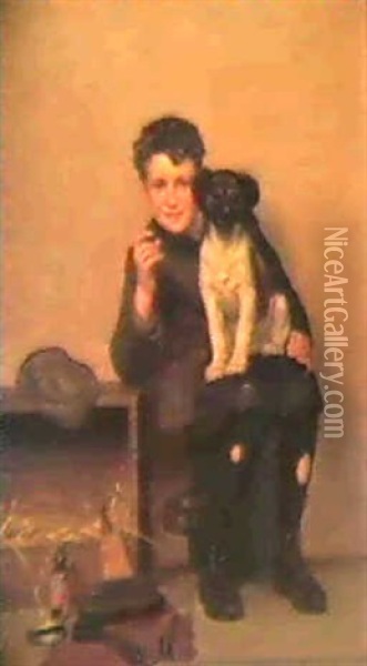 The Bootblack And His Dog (see My Dog) Oil Painting - John George Brown