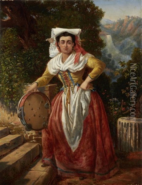 Portrait Of A Roman Woman In Tivoli Oil Painting - Arthur John Strutt