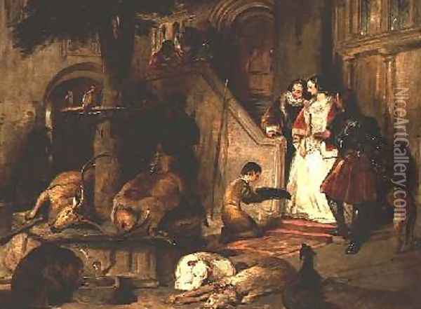 A Courtyard in olden times Oil Painting - Sir Edwin Henry Landseer