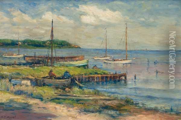 A Quiet Day On The Coast Oil Painting - Charles P. Appel
