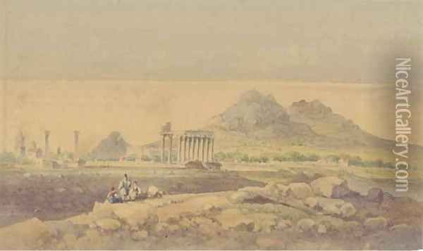 The Temple of Olympian Zeus, Athens Oil Painting - Joseph Schranz