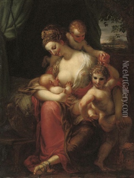 The Madonna And Child With Putti Oil Painting -  Correggio