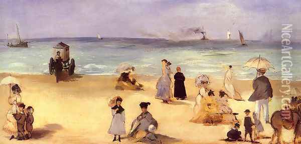On the Beach at Boulogne Oil Painting - Edouard Manet