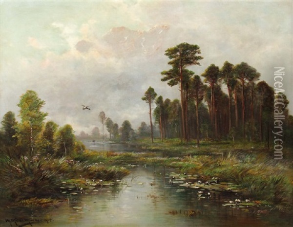Voralpenlandschaft Mit Fliegendem Wildentenerpel Oil Painting - Moritz Mueller the Younger