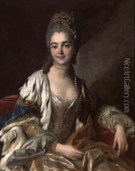 Portrait Of A Lady Oil Painting - Carle van Loo