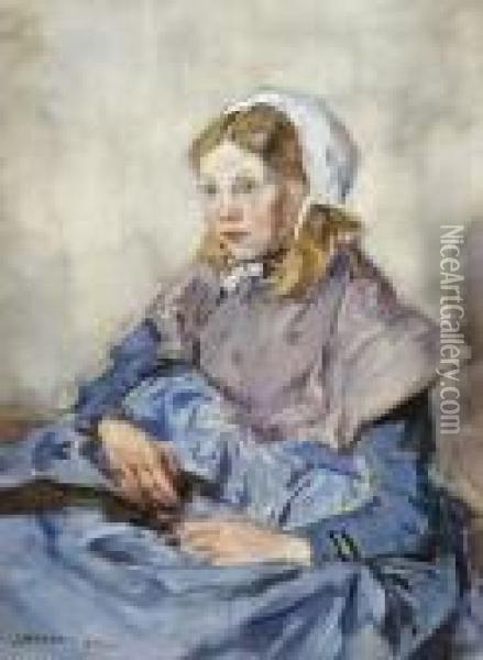 Portrait Of A Young Girl In Regional Dress Oil Painting - Johannes Evert Akkeringa