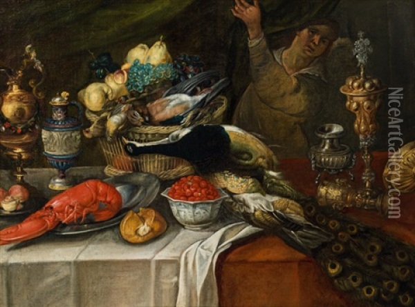 Still Life With Lobster And Raspberries Oil Painting - Jan van Kessel the Elder