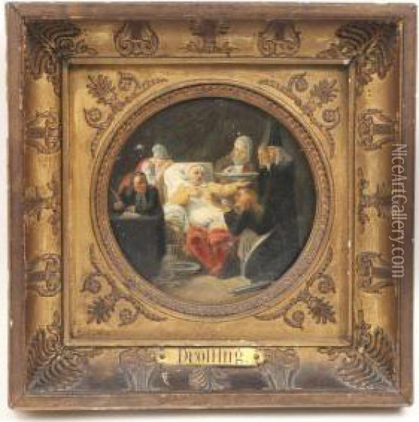 Le Lavement Du Glouton Au Clystere, Ou Lesouper A L'esturgeon Oil Painting - Martin Drolling Oberbergheim