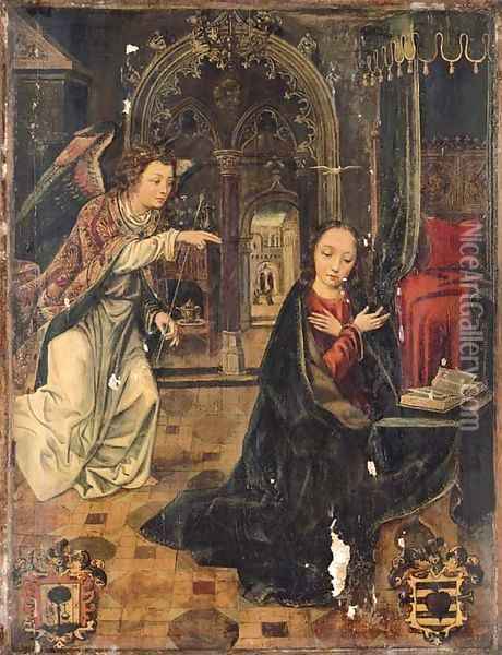 The Annunciation with the Visitation beyond Oil Painting - Hispano-Flemish School