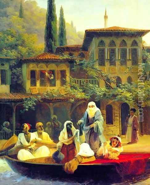 Oriental scene (in a boat) Oil Painting - Ivan Konstantinovich Aivazovsky