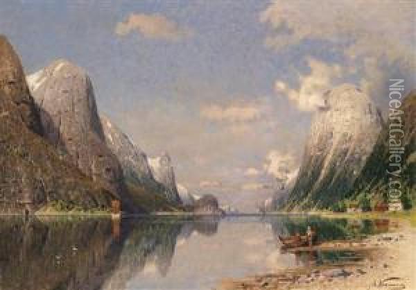 Fjord Landscape Oil Painting - Adelsteen Normann