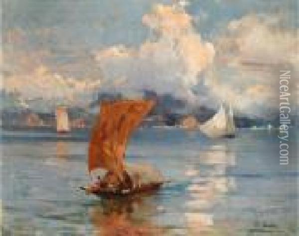 Segel- Und Fischerboote Am Lago Maggiore Oil Painting - Paolo Sala