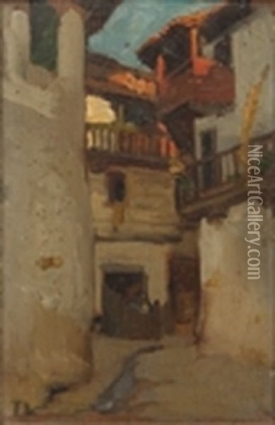 Ruelle Oil Painting - Charles-Frederic Lauth