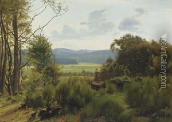 An Extensive Summer Landscape Oil Painting - Harald Foss