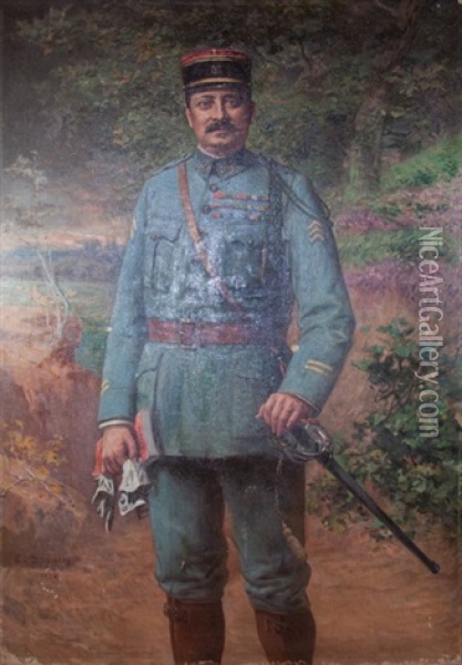 Portrait Of A Military Gentleman Oil Painting - Edmond Louis Dupain