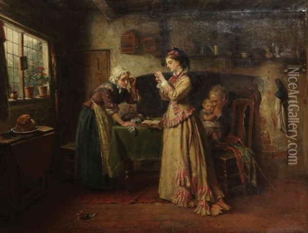 Scene Domestique Oil Painting - Edward Hughes