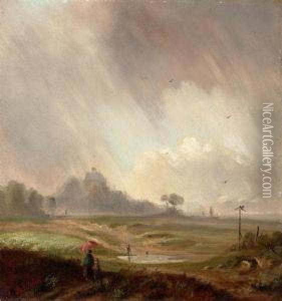 Storm Rising. Oil Painting - Eduard Ii Schleich