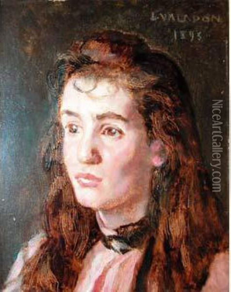  Jeune Femme Brune, 1893, Portrait Presumme De Sa Fille  Oil Painting - Jules Emmanuel Valadon