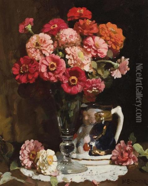 Zinnias And Toby Jug Oil Painting - William Beckwith Mcinnes
