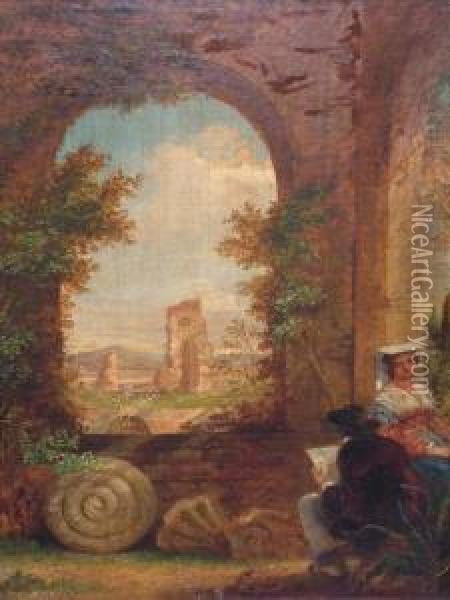 View In Thegarden Of The Villa Mills, Rome Oil Painting - Frederik Walmisley