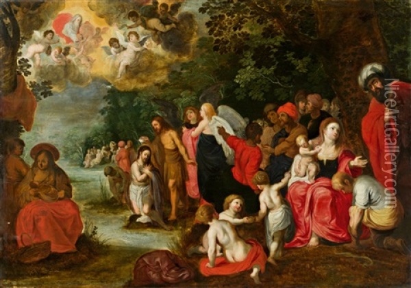 Taufe Christi Oil Painting - Jan Van Balen