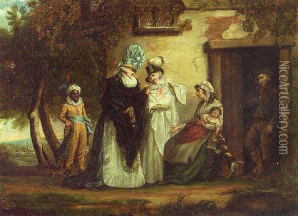 Ladies Visiting A Peasant Family Oil Painting - William Redmore Bigg