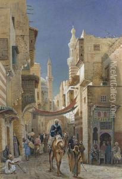 A Cairo Street Oil Painting - Walter Severn