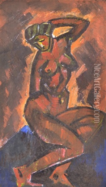 Sitting Nude Composition Oil Painting - Ilya Ivanovich Mashkov