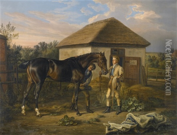 The Stable Yard Oil Painting - Albrecht Adam