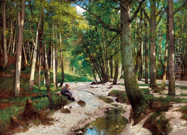On The Bang Of The Brook Oil Painting - Adolf Kaufmann