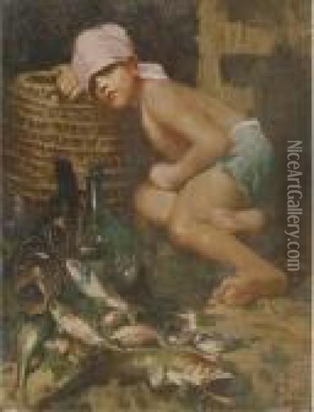 The Young Fisherman Oil Painting - Vincenzo Irolli