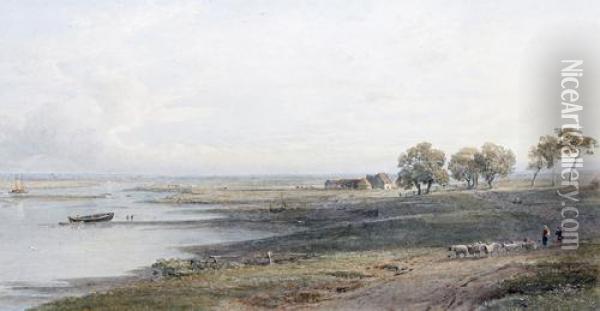 On The Essex Coast Oil Painting - George Arthur Fripp