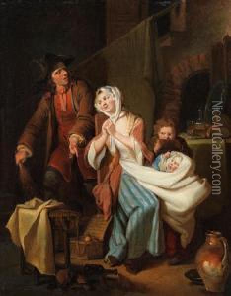 Die Gestorte Familienidylle In Der Kinderstube Oil Painting - Johann Eleazar Schenau