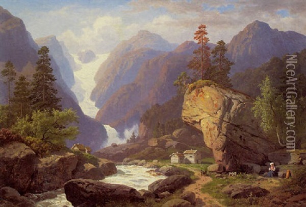 Hochgebirgslandschaft Oil Painting - Georg Eduard Otto Saal