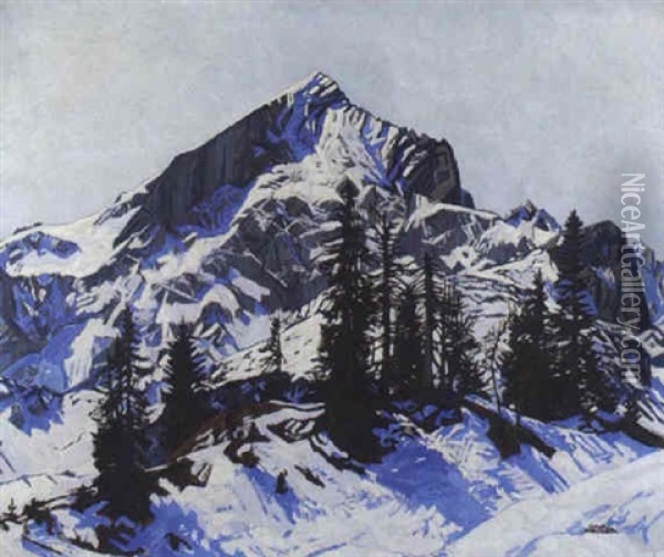 Alpspitze Oil Painting - Carl Reiser