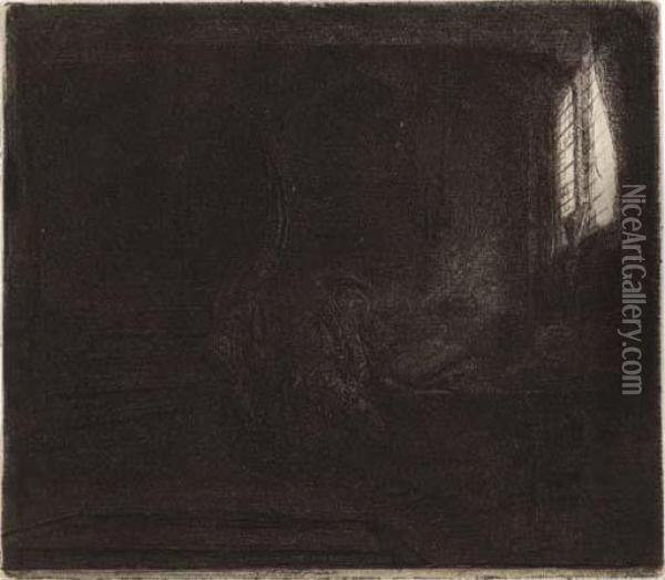 Saint Jerome In A Dark Chambe Oil Painting - Rembrandt Van Rijn