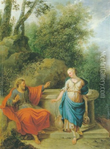 Le Christ Et La Samaritaine Oil Painting - Balthasar Beschey