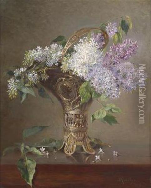 Black Elder In A Vase Oil Painting - Ludwig Kandler