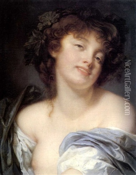 A Bacchante Correction: Antita Brookner                     States From Transparency, She Believes This To Be By Greuze Oil Painting - Jean Baptiste Greuze