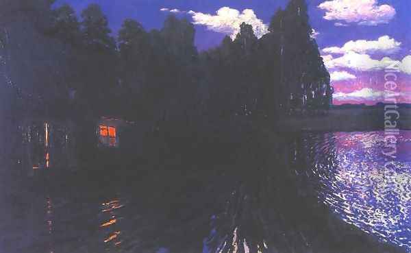 Nocturnal Landscape Oil Painting - Stanislaw Ignacy Witkiewicz (Witkacy)