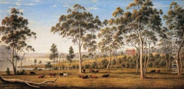 House On The Derwent, Van Diemen's Land Oil Painting - John Glover